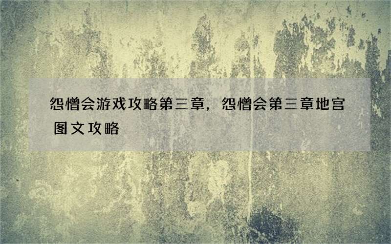 怨憎会游戏攻略第三章，怨憎会第三章地宫图文攻略