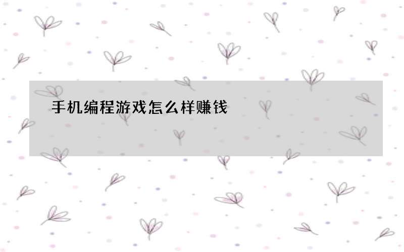 手机编程游戏怎么样赚钱