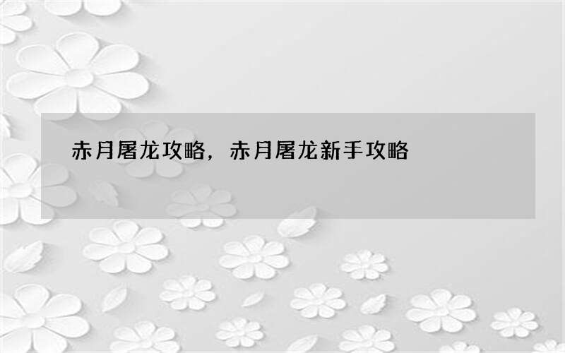 赤月屠龙攻略，赤月屠龙新手攻略